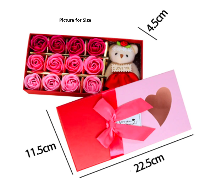 Scented Soap Flower Gift: 12-Piece Rose Bouquet in Heart-Shaped Box-2