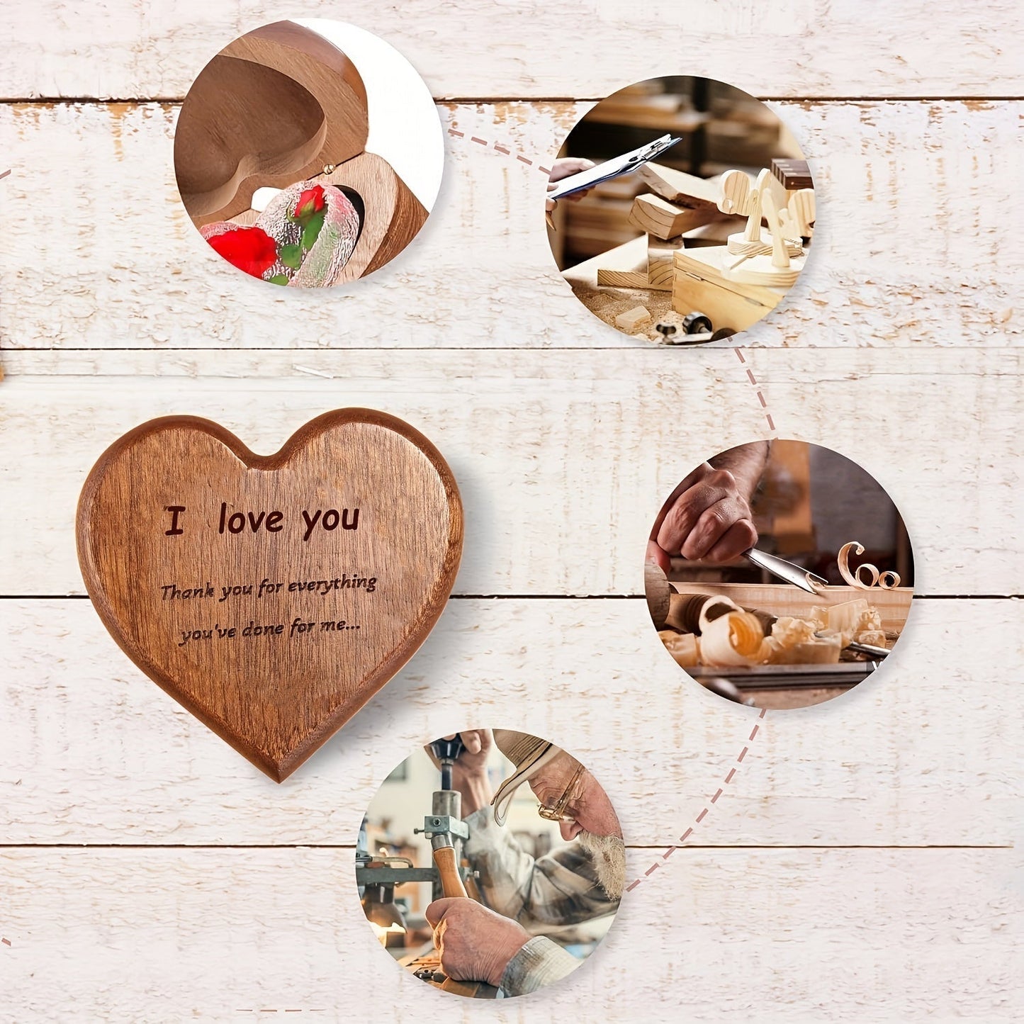 Heart-Shaped Bamboo Gift Box with Pendant Necklace-2