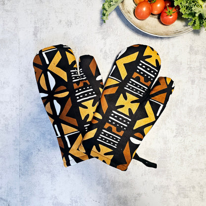 Set of 2 Oven Gloves | African Print 100% Cotton Fabric-0