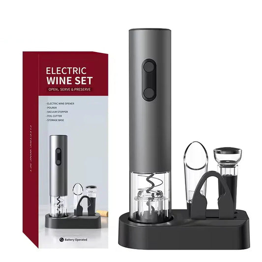 Smart Kitchen Accessories 4-in-1 Electric Wine Opener Gift Set Black-0