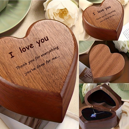 Heart-Shaped Bamboo Gift Box with Pendant Necklace-1