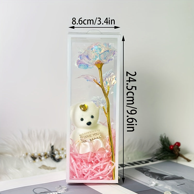 Enchanted Bear & Rose Gift Box for Special Occasions (White)-1