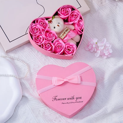 11pcs Valentine's Soap Flower Gift Set with Teddy Bear (Pink)-1