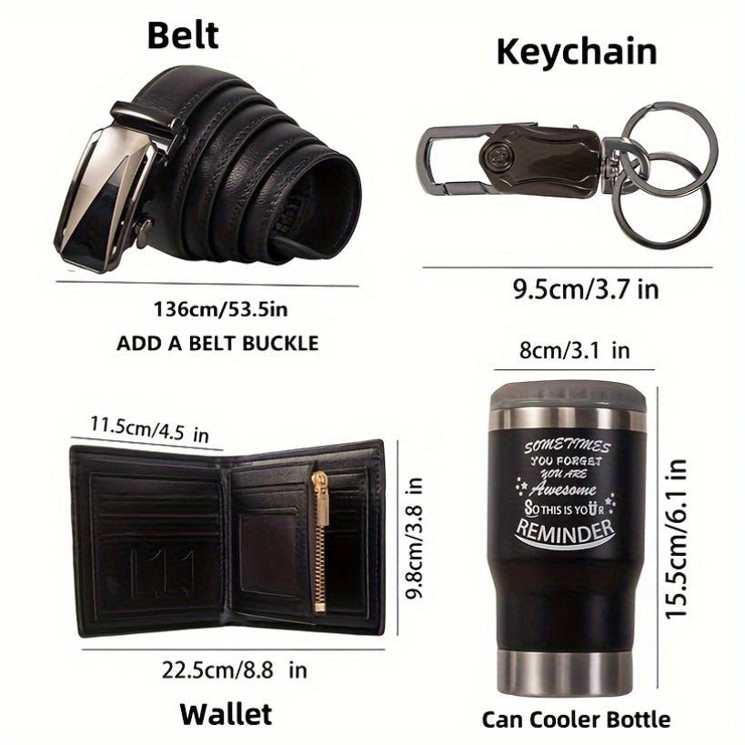 Men's Gift Set with Wallet Belt Keychain (6pcs)-2