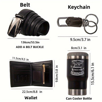 Men's Gift Set with Wallet Belt Keychain (6pcs)-2