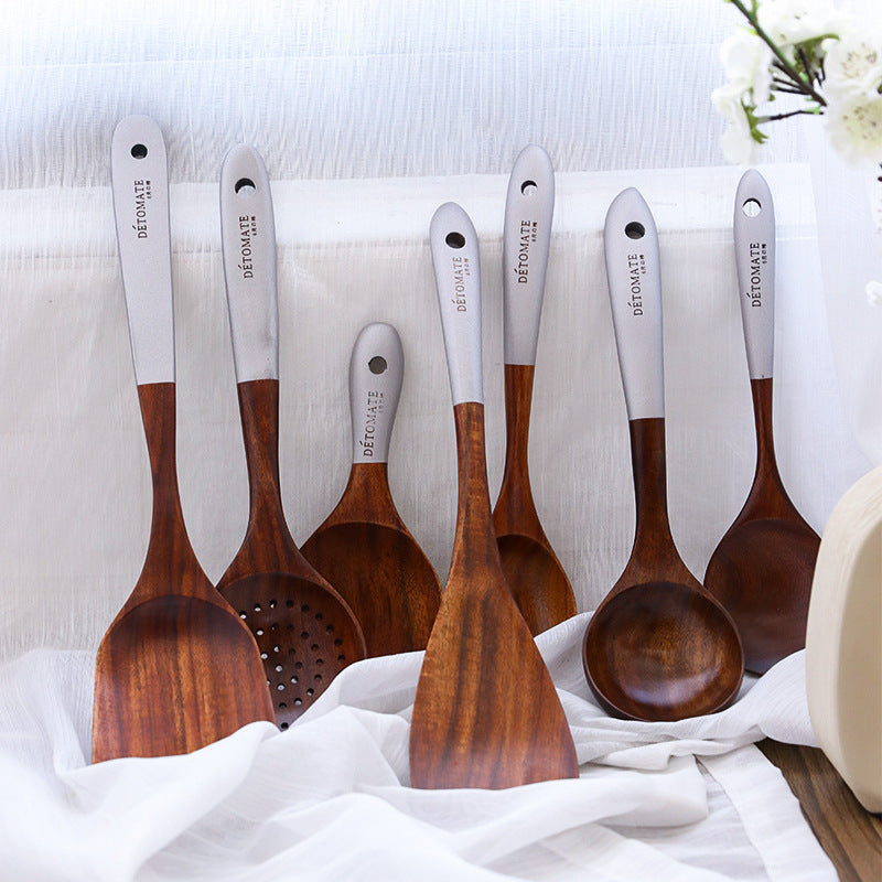 Colorful Teak Lacquer Kitchen Utensils Set-1