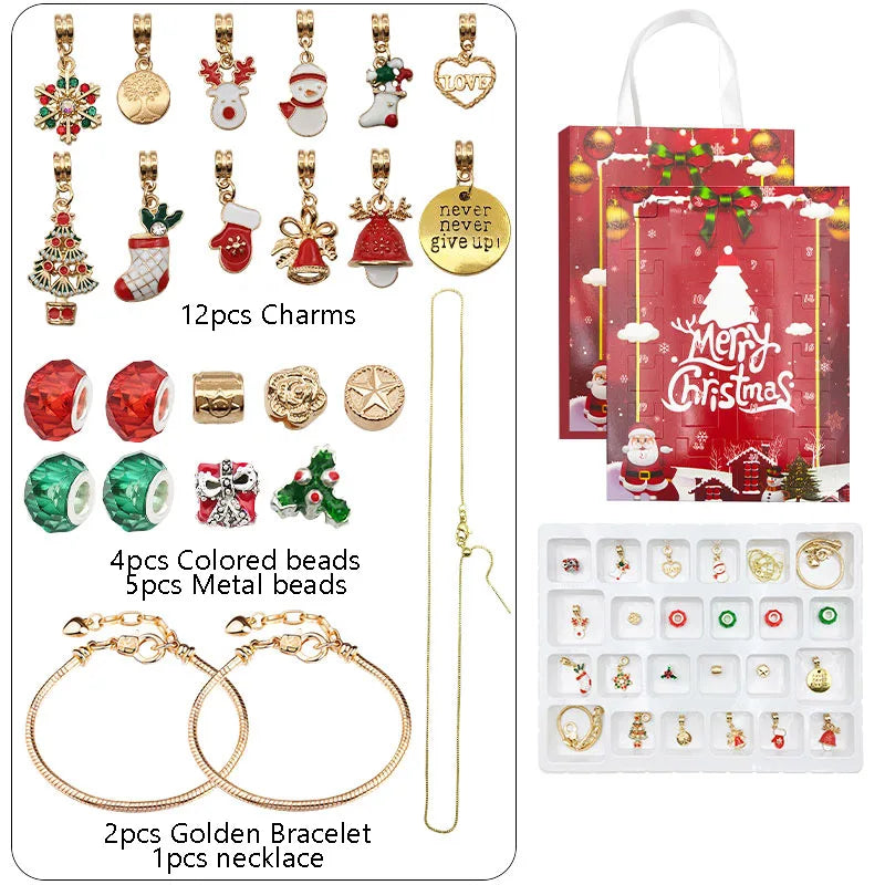 Christmas 24 Grid Countdown Calendar Blind Box Set - Festive Acrylic Advent Calendar-1