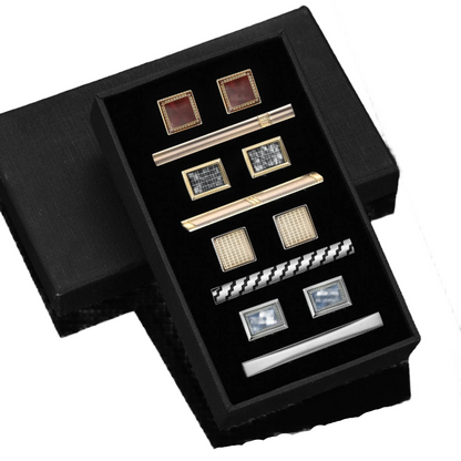 4-Piece Tie Clips & Cufflinks Set with Box-0