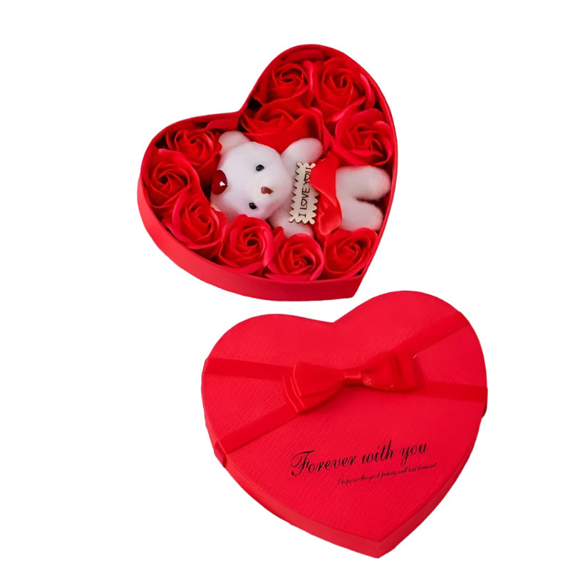 11pcs Valentine's Soap Flower Gift Set with Teddy Bear-0