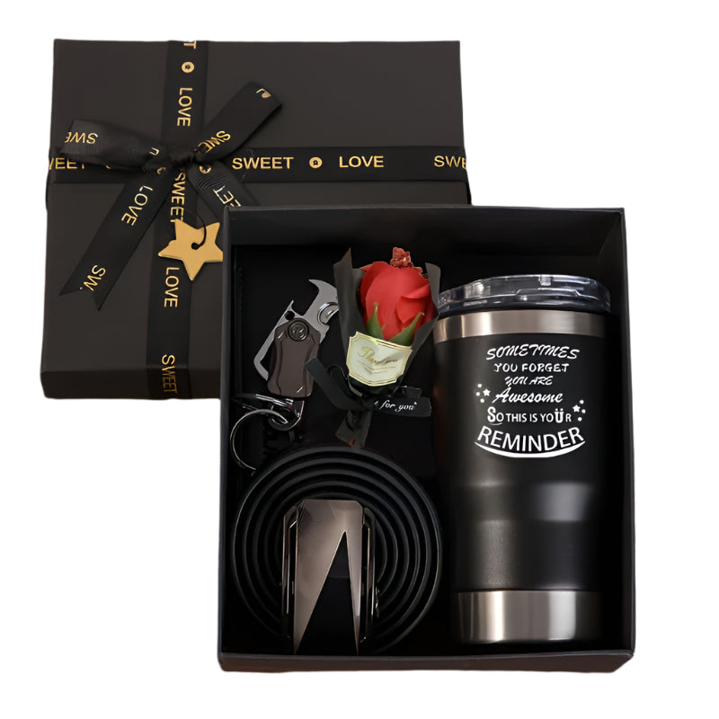 Men's Gift Set with Wallet Belt Keychain (6pcs)-0