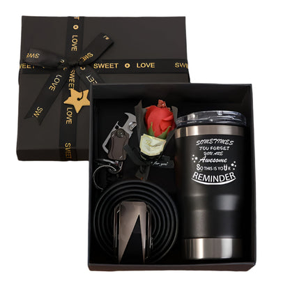 Men's Gift Set with Wallet Belt Keychain (6pcs)-0