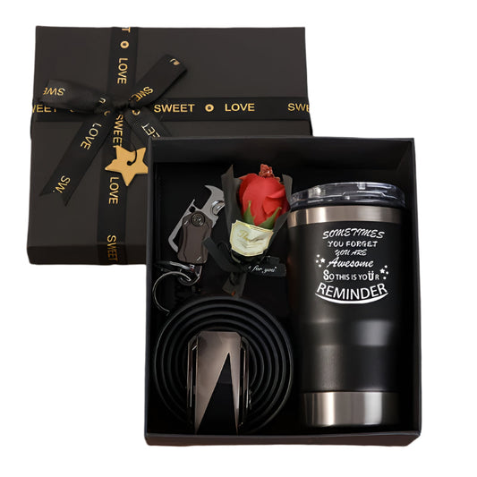 Men's Gift Set with Wallet Belt Keychain (6pcs)-0