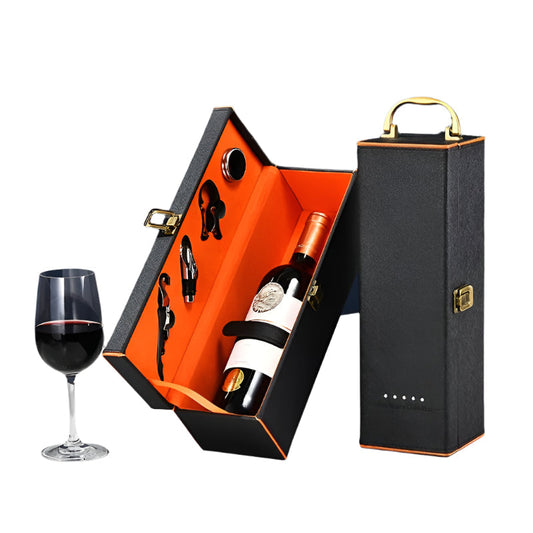 Luxury Leather Wine Gift Box with Sommelier Tools-0
