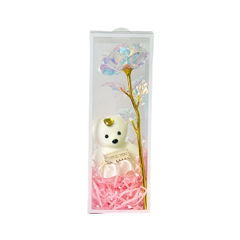 Enchanted Bear & Rose Gift Box for Special Occasions (White)-0