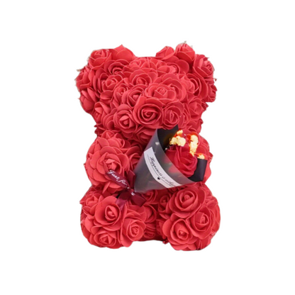 Preserved Rose Teddy Bear Floral Gift (Red)-0